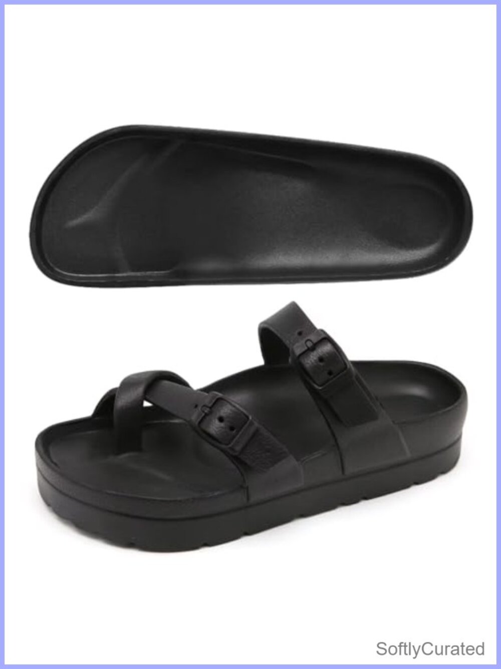 Women's Platform Flip Flops EVA Lightweight Chunky Slide Sandals Arch Support